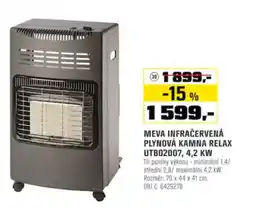 OBI Meva infračervená plynová kamna relax utb02007 4,2 kw nabídka
