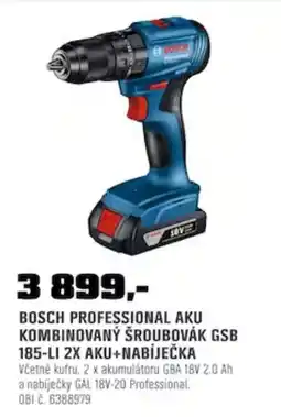 OBI Bosch professional aku kombinovaný šroubovák gsb 185-li 2x aku+nabíječka nabídka