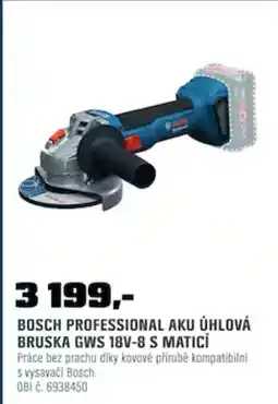 OBI Bosch professional aku úhlová bruska gws 18v-8 s maticí nabídka