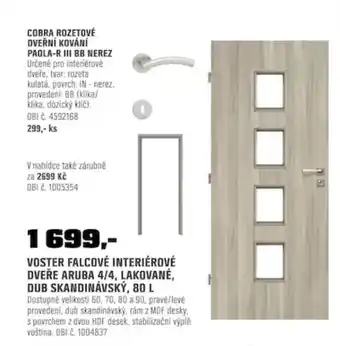 Voster falcové interiérové dveře aruba 4/4, lakované, dub skandinávský, 80 l