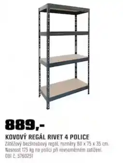 OBI Rivet kovový regál 4 police nabídka