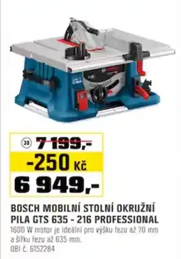 OBI Bosch mobilní stolní okružní pila gts 635 - 216 professional nabídka