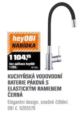 OBI heyOBI kuchyňská vodovodní baterie páková s elastickým ramenem černá nabídka