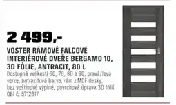 OBI Voster rámové falcové interiérové dveře bergamo 10, 3d fólie, antracit, 80 l nabídka