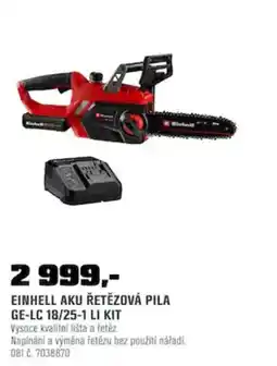 OBI Einhell aku řetězová pila ge-lc 18/25-1 li kit nabídka