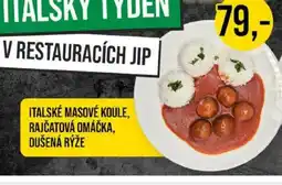 Jip Italské masové koule, rajčatová omáčka. dušená rýže nabídka