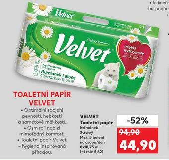 Kaufland Velvet toaletní papír nabídka