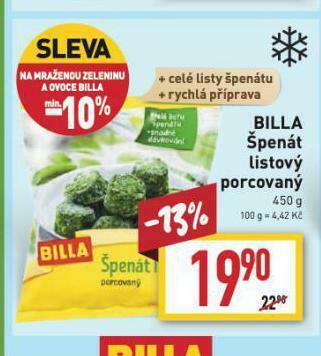 Billa Špenát listový nabídka
