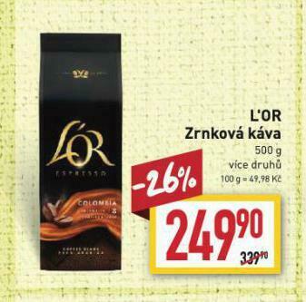 Billa L'or káva nabídka