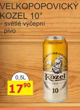 BENE Nápoje VELKOPOPOVICKÝ KOZEL 10° - světlé výčepní pivo nabídka