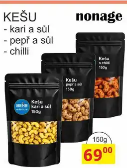 BENE Nápoje nonage KEŠU nabídka