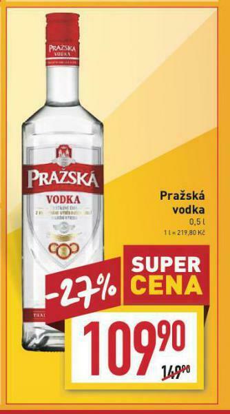 Billa Pražská vodka nabídka