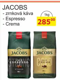 BENE Nápoje JACOBS - zrnková káva, Espresso/Crema nabídka