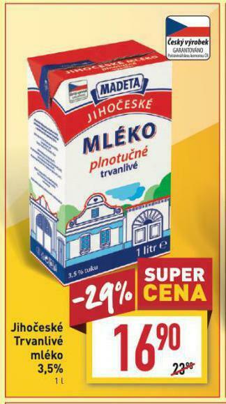 Billa Jihočeské mléko nabídka