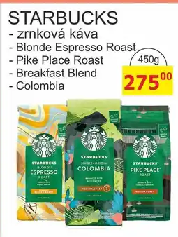 BENE Nápoje STARBUCKS - zrnková káva nabídka