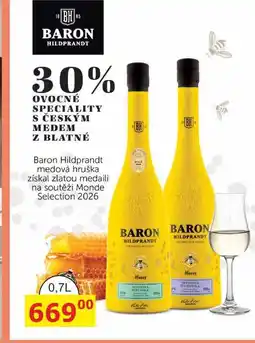 BENE Nápoje BARON HILDPRANDT 30% OVOCNÉ SPECIALITY S ČESKÝM MEDEM nabídka