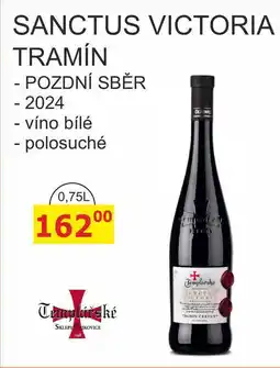 BENE Nápoje Templářské sklepy 0,75l SANCTUS VICTORIA TRAMÍN, POZDNÍ SBĚR - 2024, víno bílé - polosuché nabídka