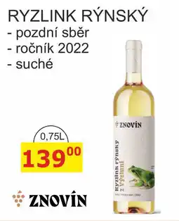 BENE Nápoje ZNOVÍN ZNOJMO 0,75L RYZLINK RÝNSKÝ suché nabídka