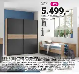 Möbelix Liam skříň s posouvacími dveřmi nabídka