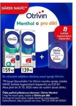 Alphega Lékárna Otrivin Menthol a pro děti nabídka