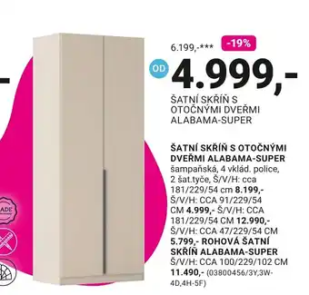 Alabama-super šatní skřín s otočnými dveřmi