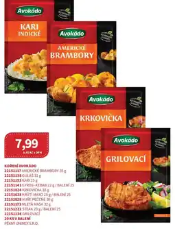 Kubík potraviny Avokádo koření nabídka