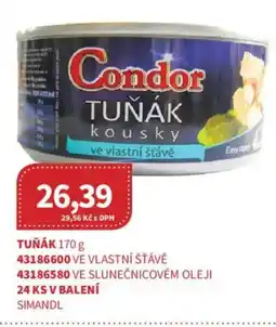 Kubík potraviny Condor tuňák kousky ve vlastní šťávě nabídka
