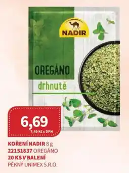 Kubík potraviny Nadir oregáno drhnuté nabídka