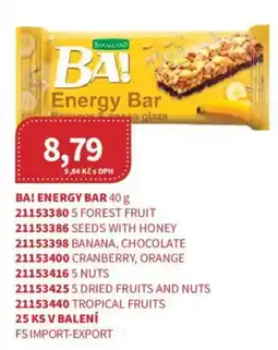 Kubík potraviny Ba! energy bar nabídka