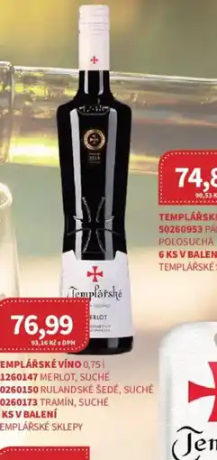 Kubík potraviny Templářské Merlot, suché nabídka