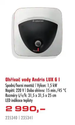 Uni Hobby Andris ohřívač vody LUX 6 I nabídka