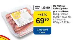 Tesco DZ Klatovy kuřecí párky pochoutkové, 850 g, balené nabídka