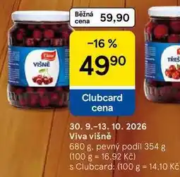 Tesco Viva višně, 680 g. pevný podíl 354 g nabídka