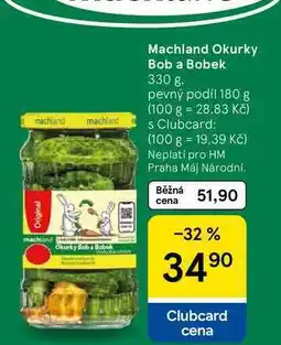 Tesco Machland Okurky Bob a Bobek, 330 g. pevný podíl 180 g nabídka