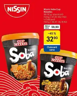 Tesco NISSIN Nissin Soba Cup Noodles, 89-92 g, více druhů nabídka