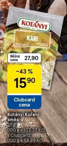 Tesco Kotányi Koření směs nabídka