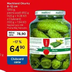 Tesco Machland Okurky 9-12 cm, 1550 g pevný podíl 850 g nabídka