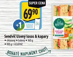 Albert Fresh Bistro sendvič uzený losos & kapary nabídka