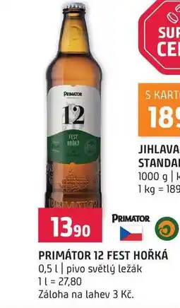Terno PRIMÁTOR 12 FEST HOŘKÁ 0,5l pivo světlý ležák nabídka