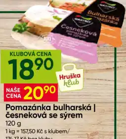 Hruška Hruška klub Pomazánka bulharská česneková se sýrem nabídka