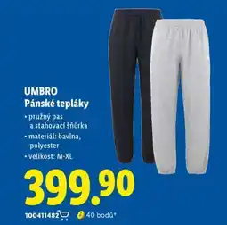 Lidl UMBRO Pánské tepláky nabídka