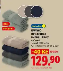Lidl LIVARNO Froté osuška/ručníky – 2 kusy nabídka