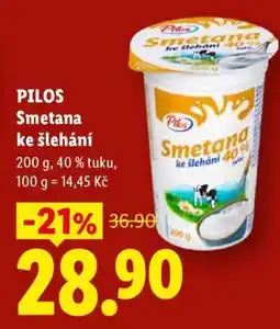 Lidl PILOS SMETANA KE ŠLEHÁNÍ nabídka