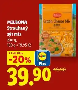 Lidl MILBONA Strouhaný sýr mix nabídka