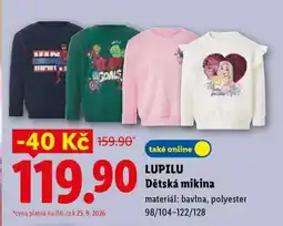 Lidl LUPILU Dětská mikina nabídka