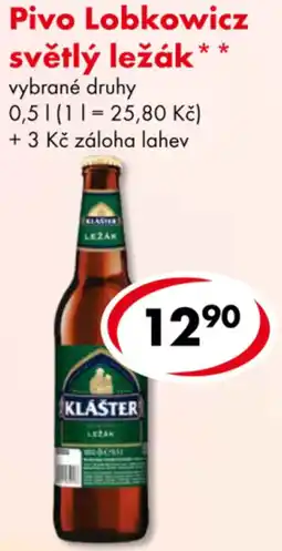 CBA Pivo Lobkowicz světlý ležák nabídka