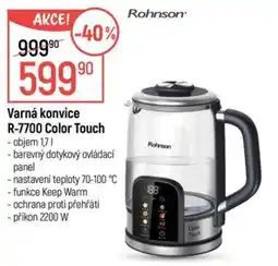 Globus Rohnson varná konvice R-7700 Color Touch nabídka