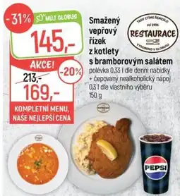 Globus Můj Globus Smažený vepřový řízek z kotlety s bramborovým salátem nabídka