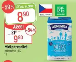 Globus Bohemilk mléko trvanlivé polotučné 1,5% nabídka