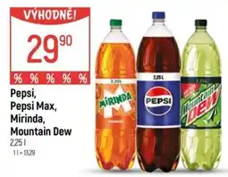 Globus Pepsi, Pepsi Max, Mirinda, Mountain Dew nabídka